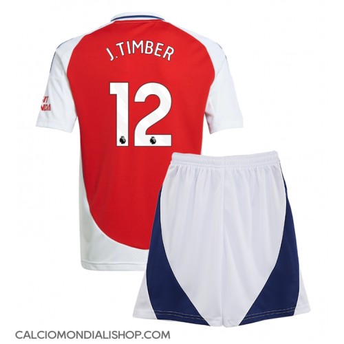 Maglie da calcio Arsenal Jurrien Timber #12 Prima Maglia Bambino 2024-25 Manica Corta (+ Pantaloni corti)